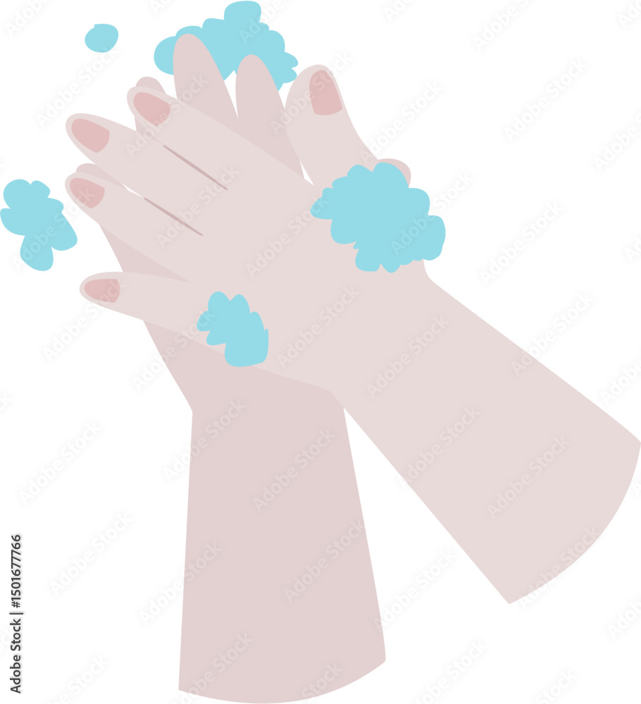 Fototapeta premium Washing Hands Procedure Illustrations