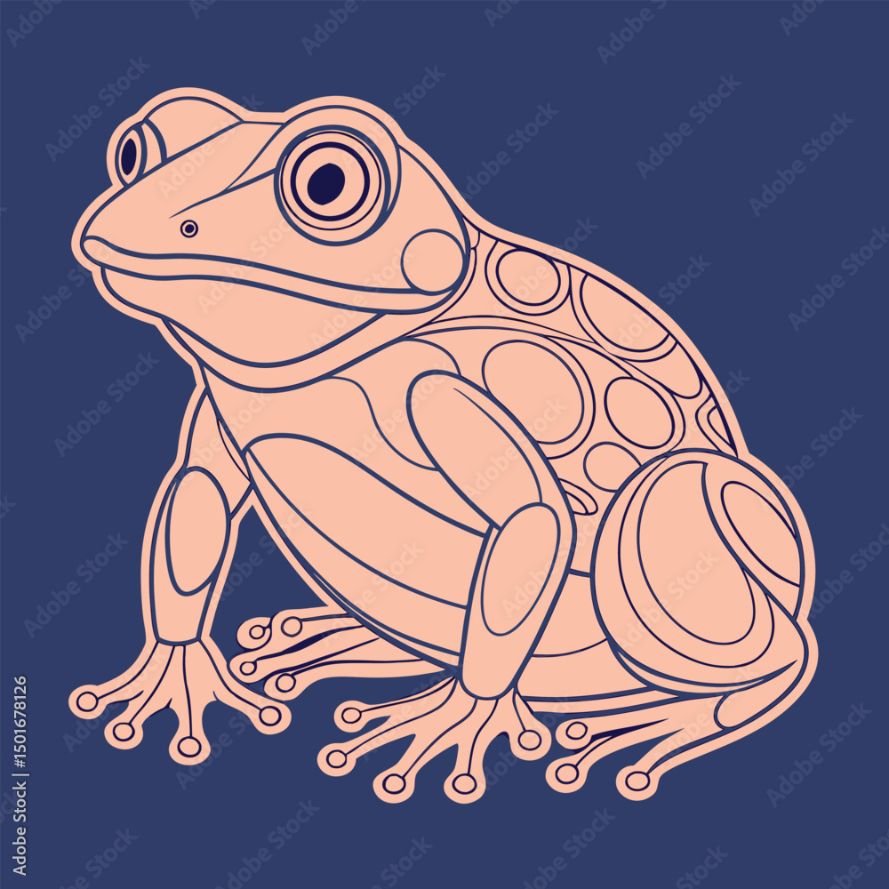 Fototapeta premium Frog Line Art Vector