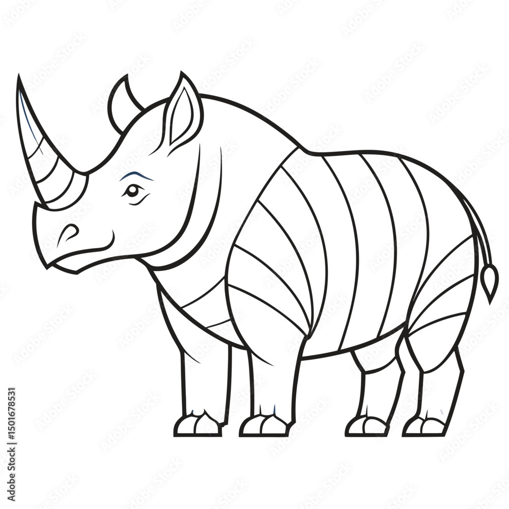 Fototapeta premium Rhinoceros Line Art Vector 