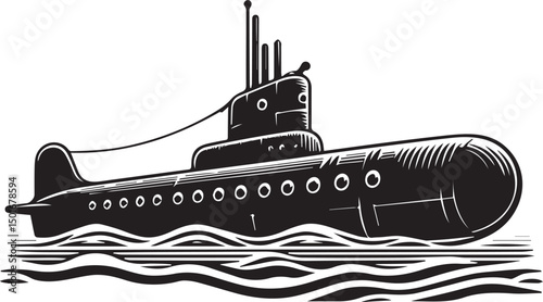 Submarine isolated vector 
