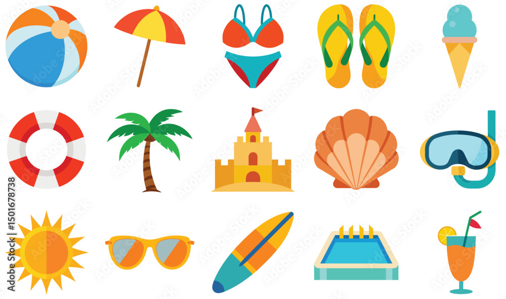 Fototapeta premium summer icons set