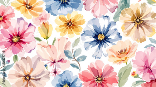 Seamless floral background, watercolor floral pattern