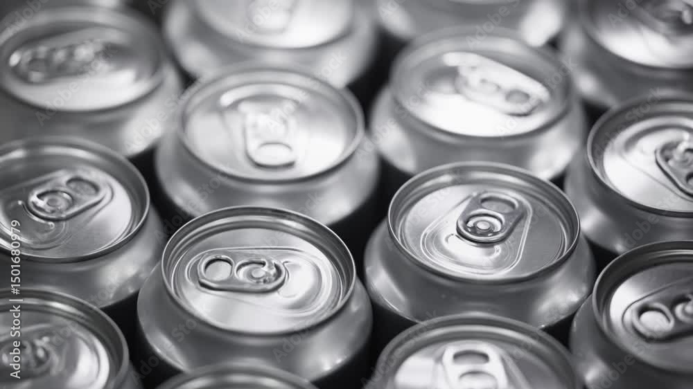 Silver aluminum cans, beverage food industry. Silver aluminum cans, beverage food industry.