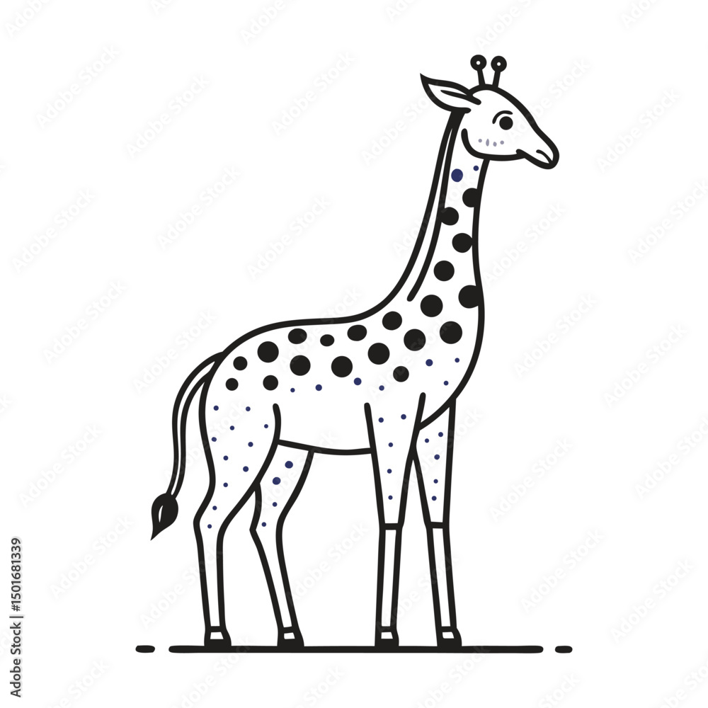 Naklejka premium Giraffe Line Art Vector