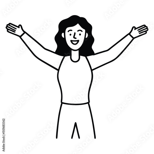 Minimalist woman with arms outstretched enjoying freedom and fresh