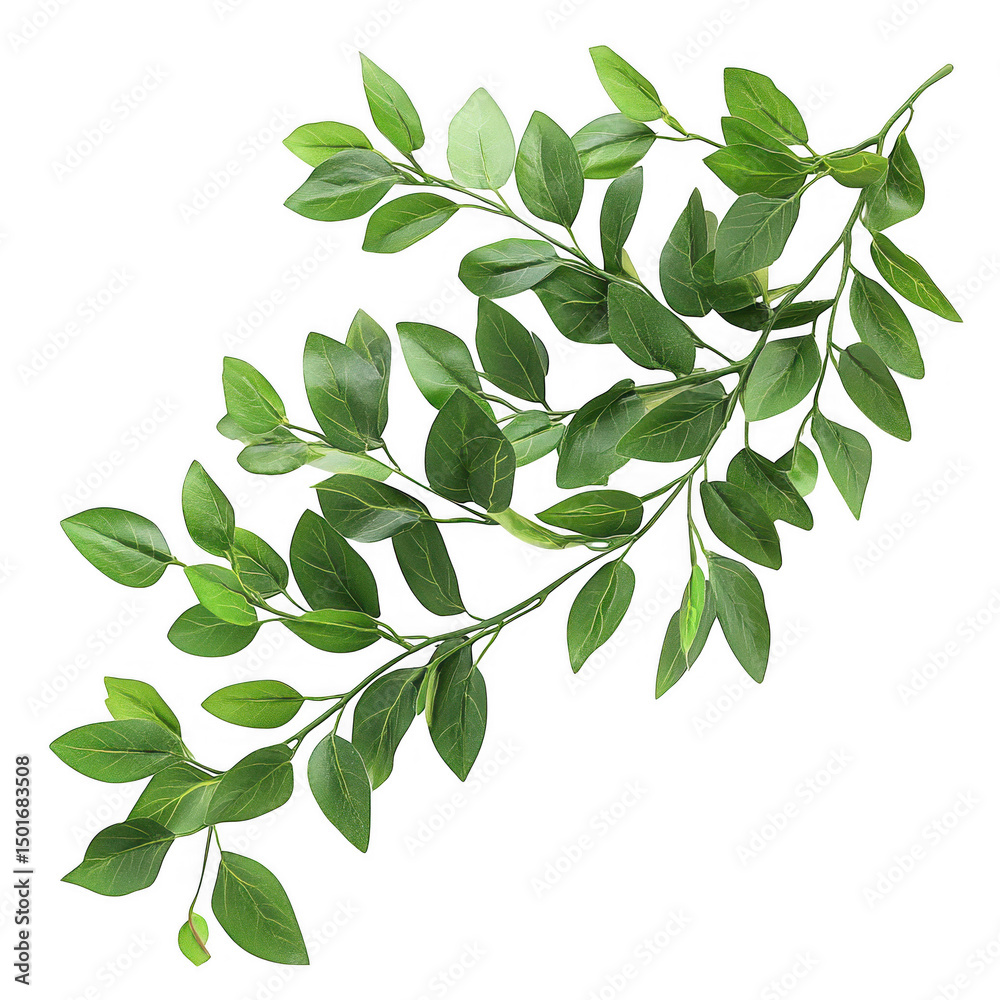Fototapeta premium Green leaf branch sprig isolated on transparent background