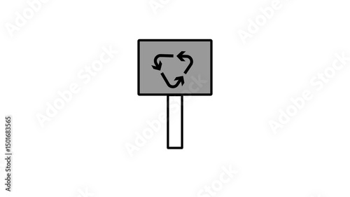 Black recycle sign. Vector illustration of a glossy key icon, a symbol for information and web communication design
