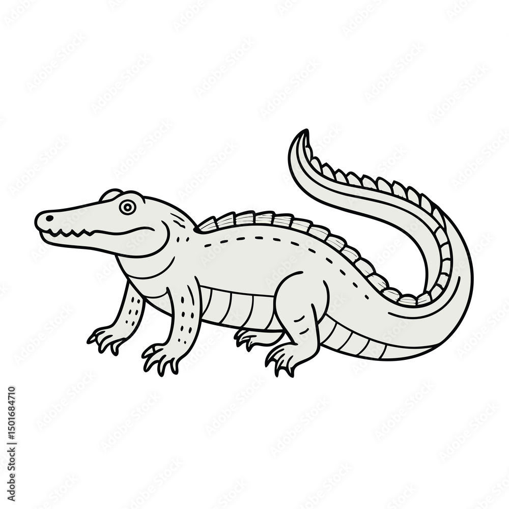 Fototapeta premium Crocodile Line Art Vector