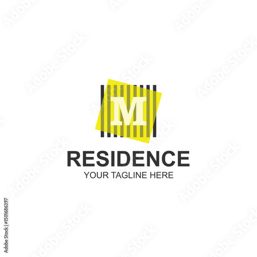 letter m logo design for landmark or business with creative illustration