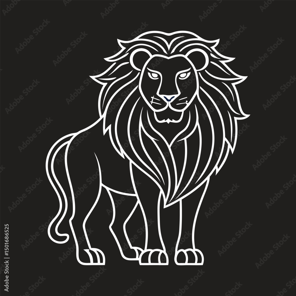 Obraz premium Lion Line Art Vector