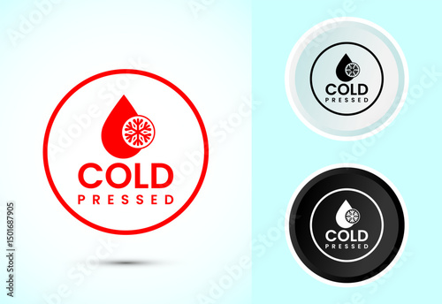 Cold pressed icon design illustration. Cold pressed label badge logo template, in color black and white