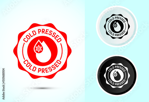Cold pressed icon design illustration. Cold pressed label badge logo template, in color black and white