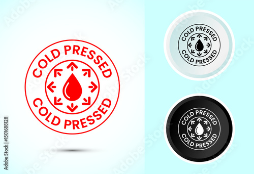 Cold pressed icon design illustration. Cold pressed label badge logo template, in color black and white