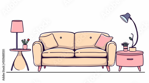 Stylized Living Room Sofas – Cozy Couch & Interior Illustrations