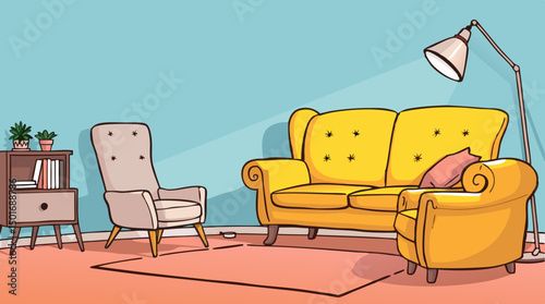Stylized Living Room Sofas – Cozy Couch & Interior Illustrations
