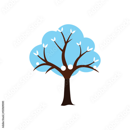 bare plum tree in winter snow vector