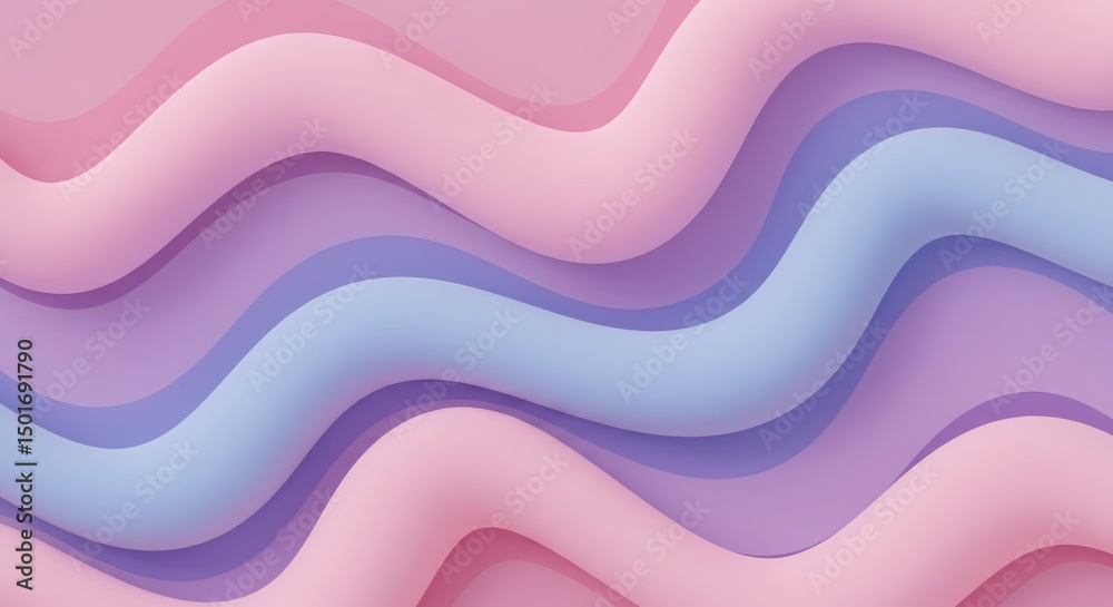 Fototapeta premium Pastel Waves: Abstract Gradient Background with Soft Pink, Purple, and Blue Tones