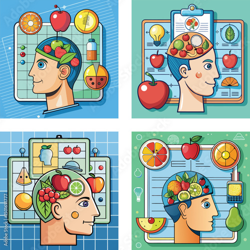 Healthy Mindset Through Nutrition And Diet Concept Illustration For Education And Wellness
