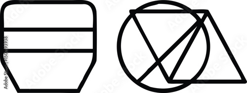 Geometric shapes illustration featuring a trapezoid and intersecting circle with triangle