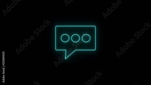 Neon Speech Bubble, Futuristic Digital Communication & Chat Innovation. Glowing Neon Speech Bubble on Dark Background – Futuristic Chat Symbol