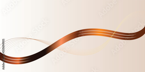 
This image features a smooth copper-toned ribbon shape with a subtle gradient, curving gracefully against a light purple background.