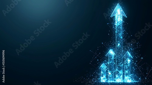 Futuristic stock market growth virtual space digital graph neon blue environment abstract viewpoint market trends