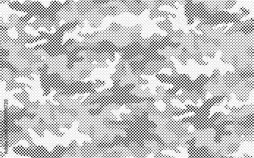 Abstract halftone seamless camouflage pattern. Repeating digital dotted hexagonal camo military texture background. Abstract modern fabric textile ornament. Vector illustration.