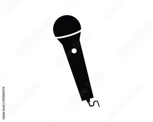 Simple black microphone icon for music or audio.