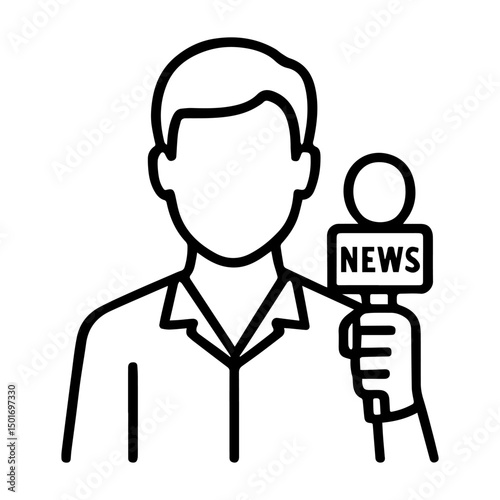 Icon man with microphone reporter on white background vector
Vector line icon profession