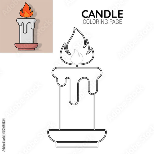 Candle coloring page illustration vector design. Suitable for teaching coloring to kids