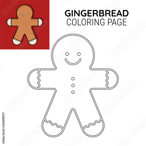 Gingerbread coloring page illustration vector design. Suitable for teaching coloring to kids