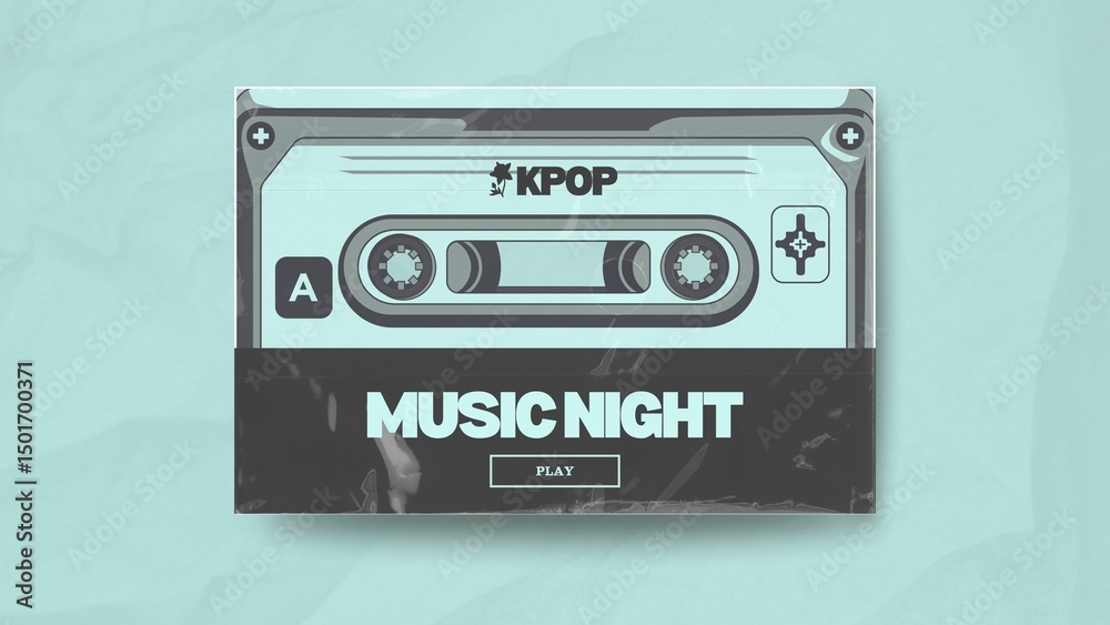 Fototapeta premium Green Black Retro Vintage Nostalgia K-Pop Music Night Game Presentation - 1