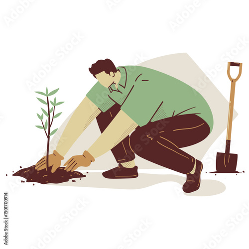 Person Plants Sapling for Ecology Concept