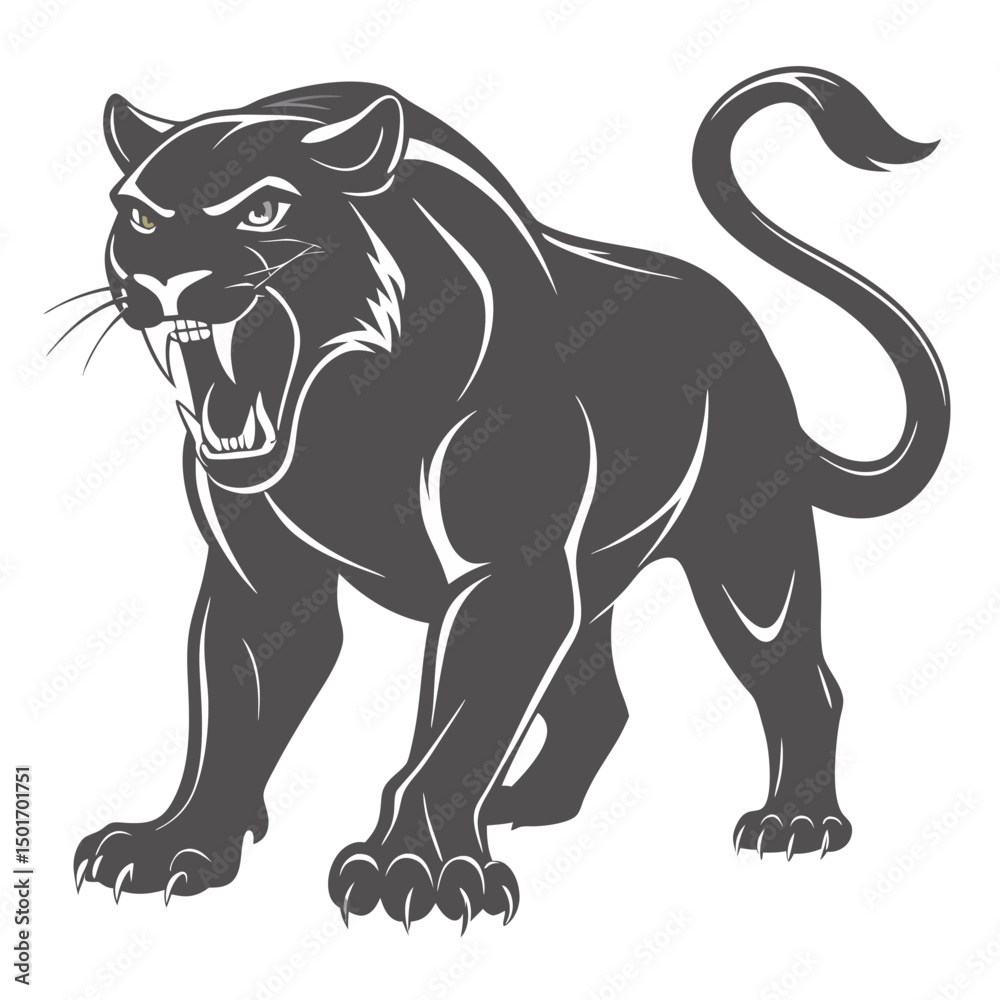 Obraz premium Aggressive panther silhouette vector graphic