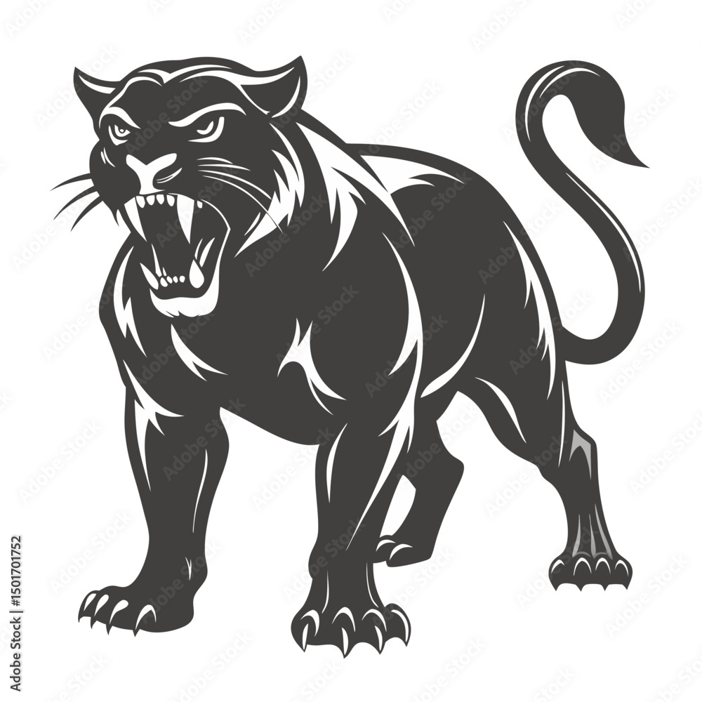 Obraz premium Aggressive panther silhouette vector graphic
