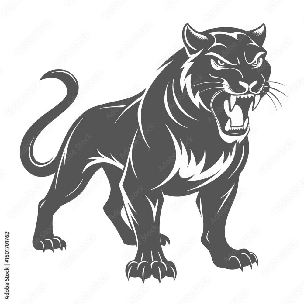 Obraz premium Aggressive panther silhouette vector graphic