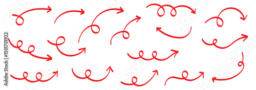 Set of Hand drawn vector arrows doodle on white background. design element vector illustration.