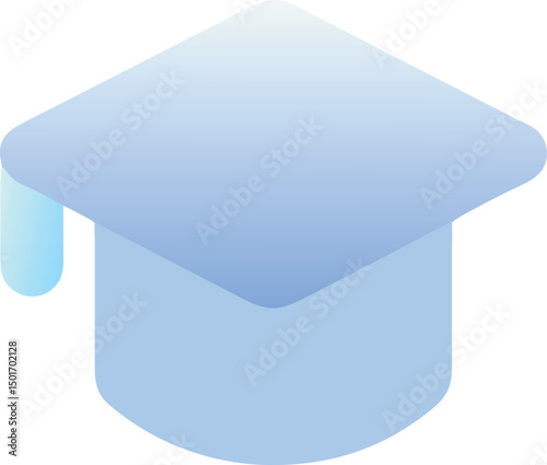 A blue graduation cap with a tassel on a white background