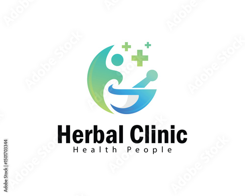 Herbal clinic logo creative health nature plus people healthy care