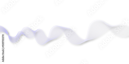 Dynamic sound wave isolated on white background. An abstract blue wave flows smoothly across a white background, 