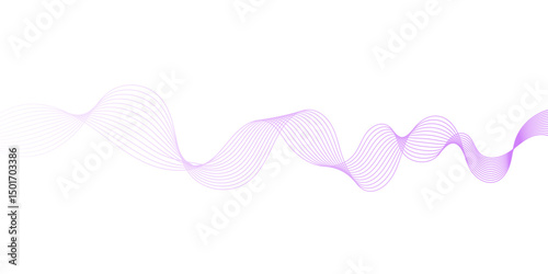 Dynamic sound wave isolated on white background. An abstract blue wave flows smoothly across a white background, 