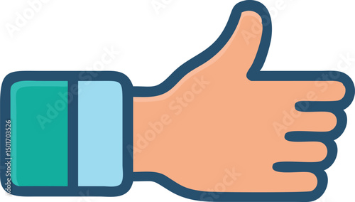 A hand giving a thumbs up gesture with a colorful sleeve