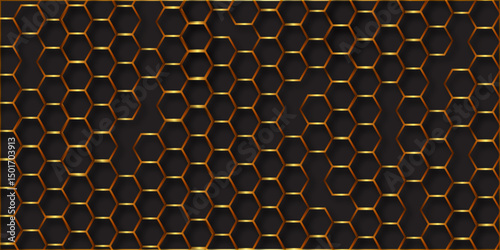 Gold Hexagon Grid Pattern, Seamless White Background, Abstract Geometric Design, High-Resolution Image, honeycomb cells of cardboard stiffening rib background Abstract background of colorful  lag
