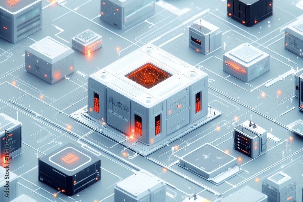 Obraz premium Isometric Illustration of a Futuristic Technology Concept Design