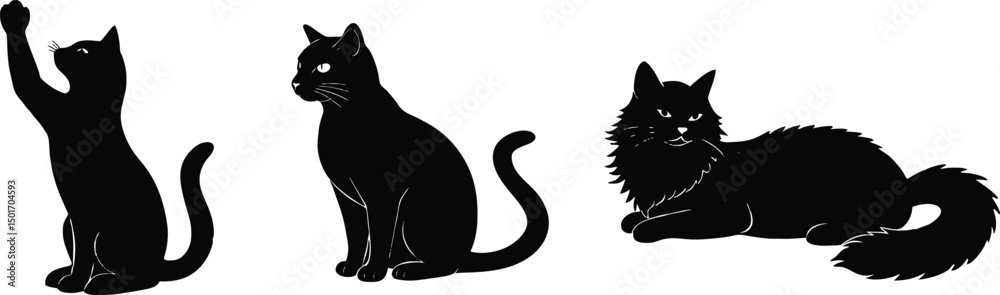 Obraz premium Black cat silhouette vector set