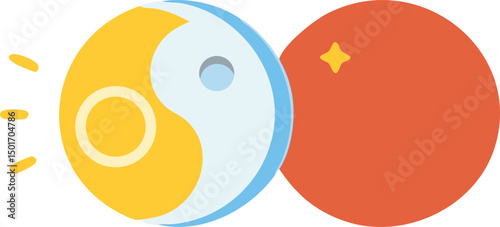 Yin and Yang Symbol with Orange Harmony and Balance in Nature