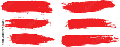  Red brush strokes, A high-quality black brush set with transparent backgrounds. Collection of grunge red brush strokes of various lengths and textures for an abstract and dynamic visual effect.