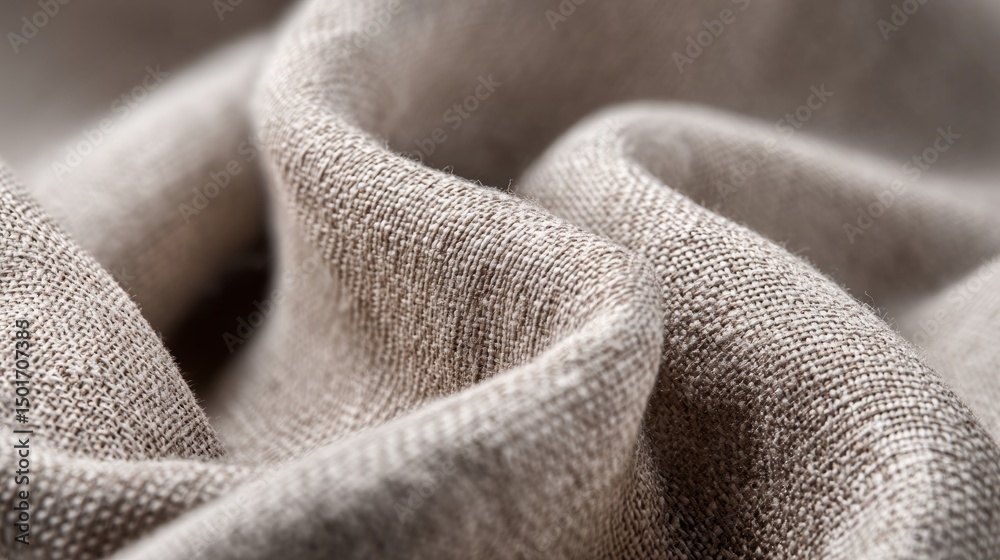 Fototapeta premium Textured linen fabric with subtle weave details, conveying natural simplicity and organic elegance. 