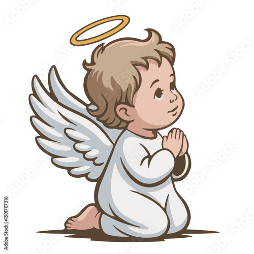 Cartoon vector art shows a funny baby angel with a heart, a cute character of love like a little cupid drawing with a smile, bringing happiness this valentine's day