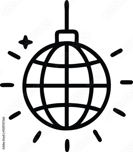 Sparkling disco ball icon, great for celebrations, parties, and nightlife